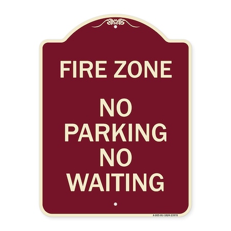 Signmission Fire Zone No Parking No Waiting Heavy-Gauge Aluminum Architectural Sign, 24" x 18", BU-1824-23970 A-DES-BU-1824-23970